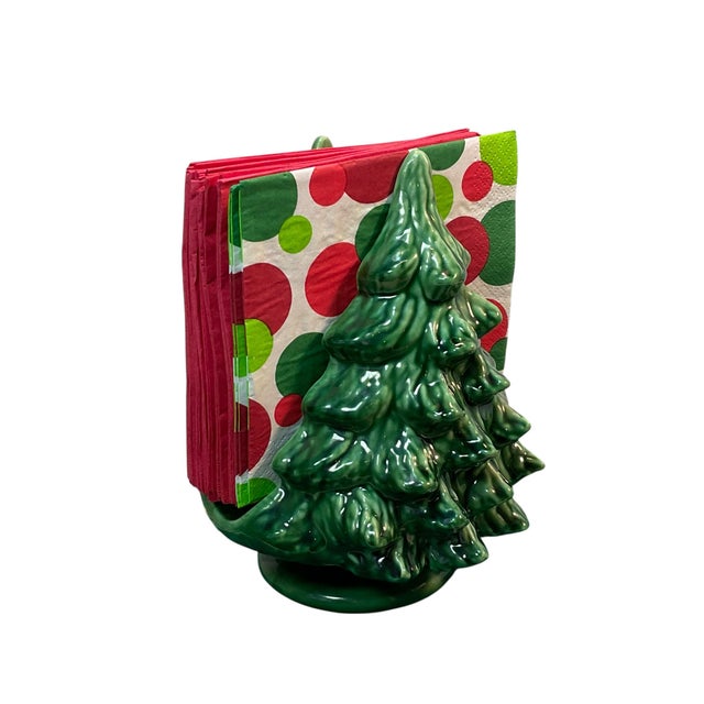 This Christmas tree napkin holder is an iconic mid-century modern kitchen accent. It is handmade and glazed in a beautiful...
