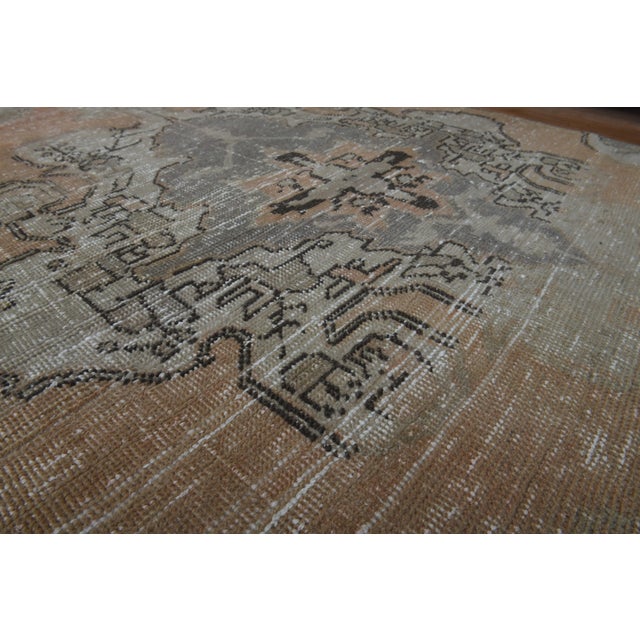 Beige 1970s Vintage Turkish Handmade Wool Cotton Orange Runner Rug For Sale - Image 8 of 11