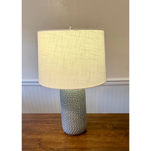 Contemporary Liam Embossed Ceramic Table Lamp For Sale - Image 3 of 9