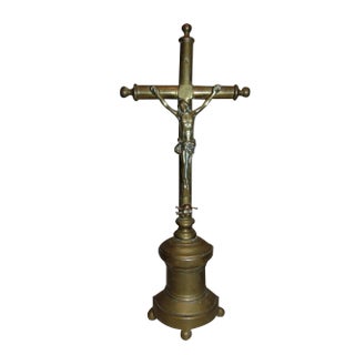 Pre-War Brass Standing Cross, 1890s For Sale