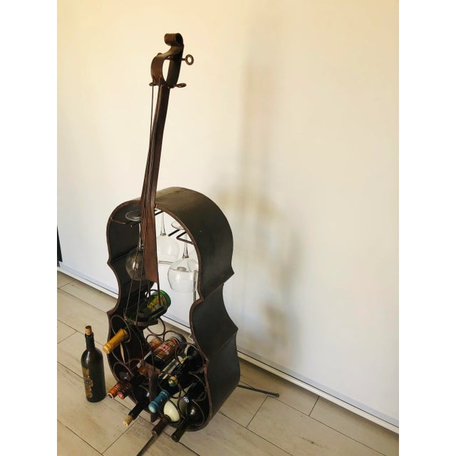 Metal Art Deco Cello Custom Wrought Iron Bar For Sale - Image 7 of 11