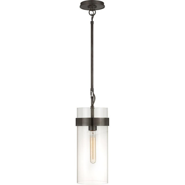 Presidio Small Pendant in Bronze with Clear Glass Designer: Ian K. Fowler Fixture Height: 15.75" Min. Custom Height: 26"...