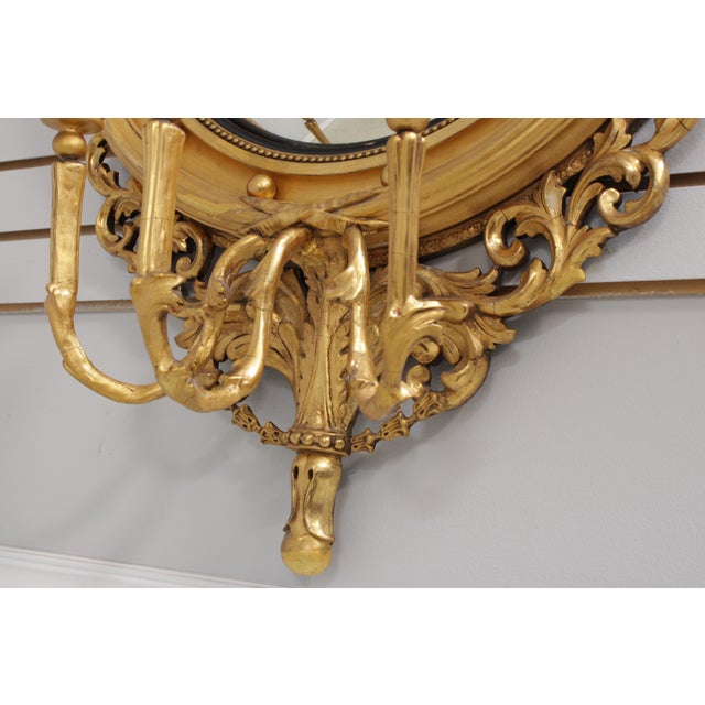 Paint Antique Federal 18th C. Gold Gilt Convex Bullseye Wall Mirror For Sale - Image 7 of 12