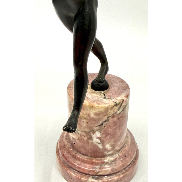 Early 20th Century Grand Tour Neoclassical Minauture Bronze Mounted on Beautiful Rouge Marble Base For Sale - Image 10 of 13