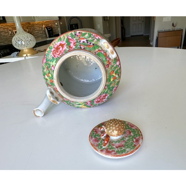 Chinese Famille Rose Porcelain Lidded Teapot- 19th Century For Sale - Image 13 of 18