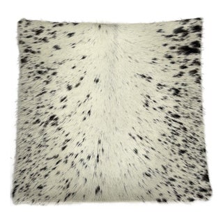 Premium Brazilian Watusi Cowhide Pillow Cover 16x16 – Speckled Ivory Spine – Handcrafted by Pablo Sota Designs For Sale