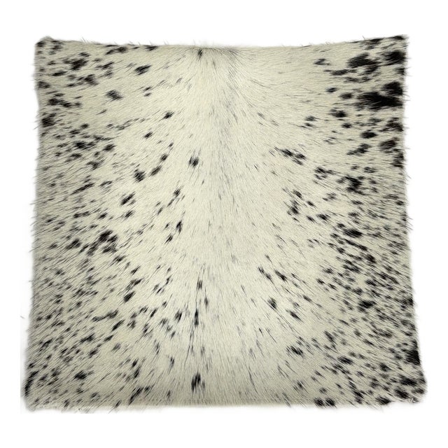 Premium Brazilian Watusi Cowhide Pillow Cover 16x16 – Speckled Ivory Spine – Handcrafted by Pablo Sota Designs For Sale