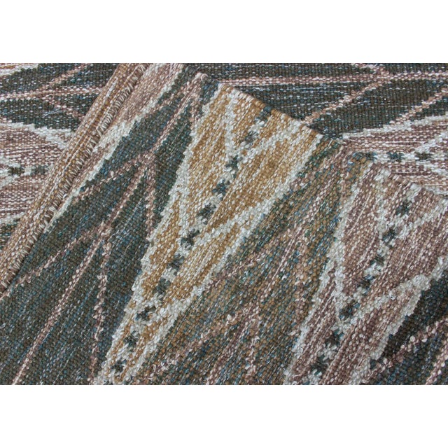 Keivan Woven Arts Scandinavian Flat-Weave Rug With Brown and Green 3'2 X 4'11 For Sale - Image 9 of 9