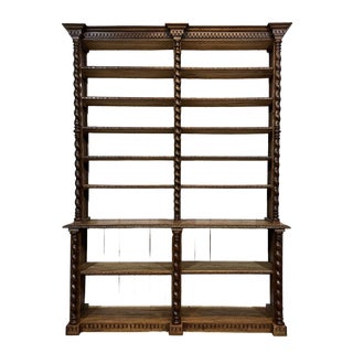 Antique Oak and Fir Wood-Paneled Bookcase, 1900s For Sale