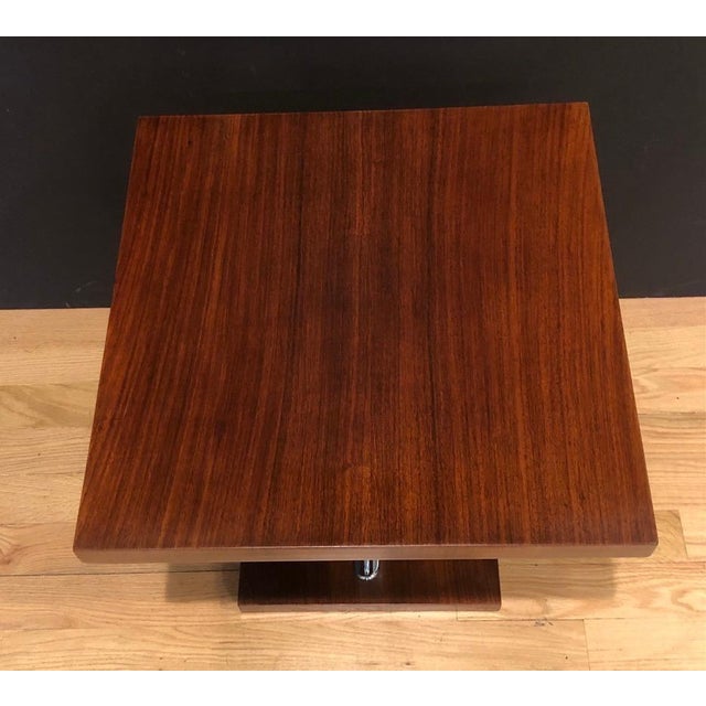 Early 20th Century Stylized Art Deco Chrome and Mahogany Side Table For Sale - Image 4 of 5