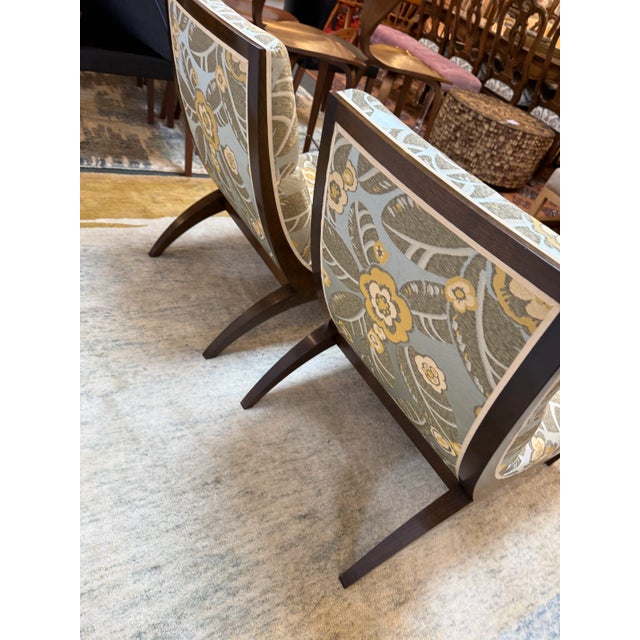 2010s Roman Thomas Custom Avery Silk Jacquard Chairs, Pair For Sale - Image 5 of 13