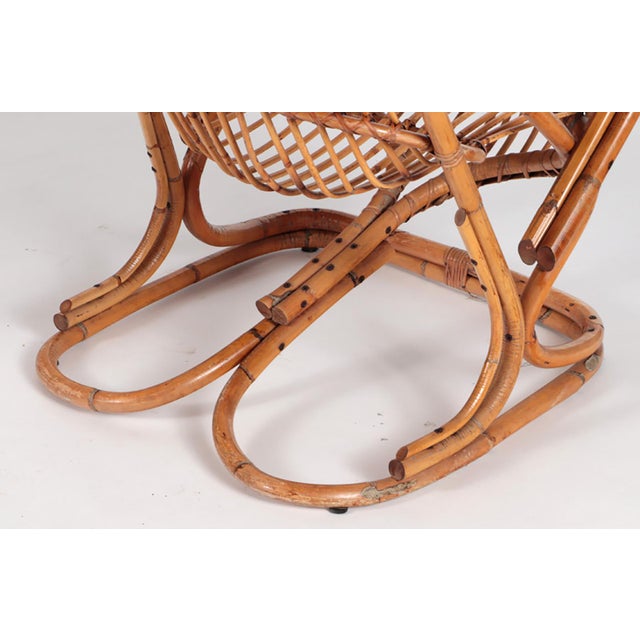 Italian Mid-Century Modern Rattan Lounge Arm Chairs - a Pair For Sale In New York - Image 6 of 9
