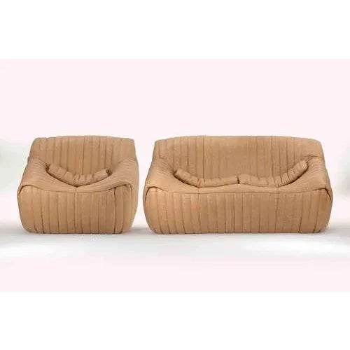 Leather Sandra Armchair and Two Seater Sofa from Cinna, Italy, 1980s, Set of 2 For Sale - Image 14 of 15