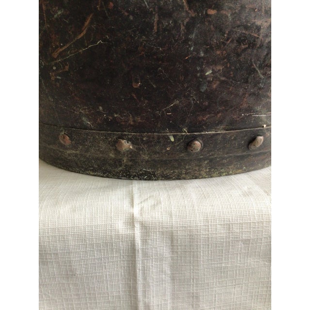 1940s Hand Hammered Studded Patinated Copper Pot With Handles For Sale - Image 9 of 12