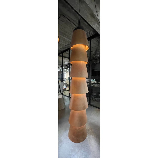 "LOLA" Sculptural Lamp 81" x 13" inch by Grigorii Gorkovenko MATERIAL: wood COLOR: nature / black Lampshade only. Wires...