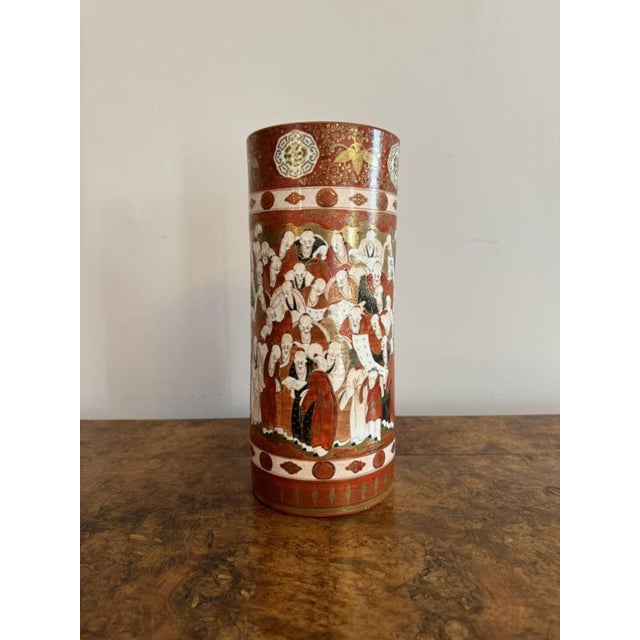 19th Century Japanese Kutani Cylindrical Vases, 1880, Set of 2 For Sale - Image 3 of 10