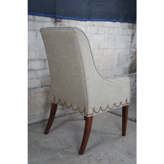 Late 20th Century Universal Furniture Hepplewhite Style Modern Gray Slipper Arm Chair Nailhead For Sale - Image 6 of 11