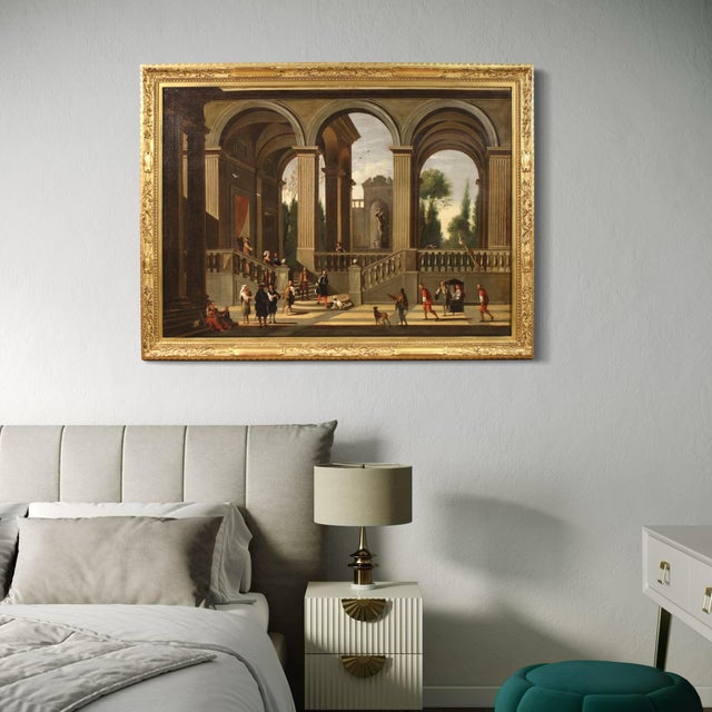 Italian Artist, Architectural Capriccio, 1660, Oil on Canvas For Sale - Image 13 of 16