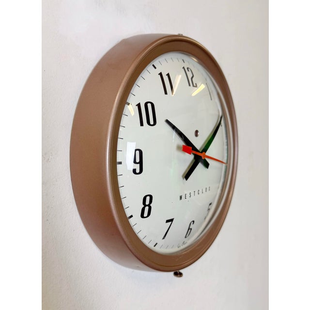 Metal Industrial Brown Electric Station Wall Clock from Westclox, 1960s For Sale - Image 7 of 18