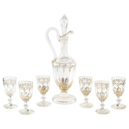 Glass Vintage Glass Carafe with Bottles, Early 20th Century, Set of 7 For Sale - Image 7 of 7