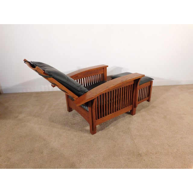 Kimball Antique Style Mission Prairie Arts & Crafts Oak Morris Chair & Ottoman For Sale - Image 15 of 18