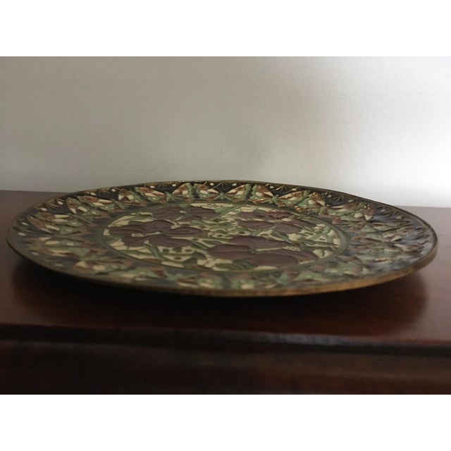 Contemporary Hand Painted Floral Butterfly Cloisonné Decorative Plate For Sale - Image 3 of 11