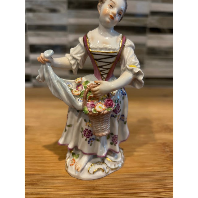 Ceramic Meissen Porcelain "Little Gardener With Basket" Model #2 For Sale - Image 7 of 7