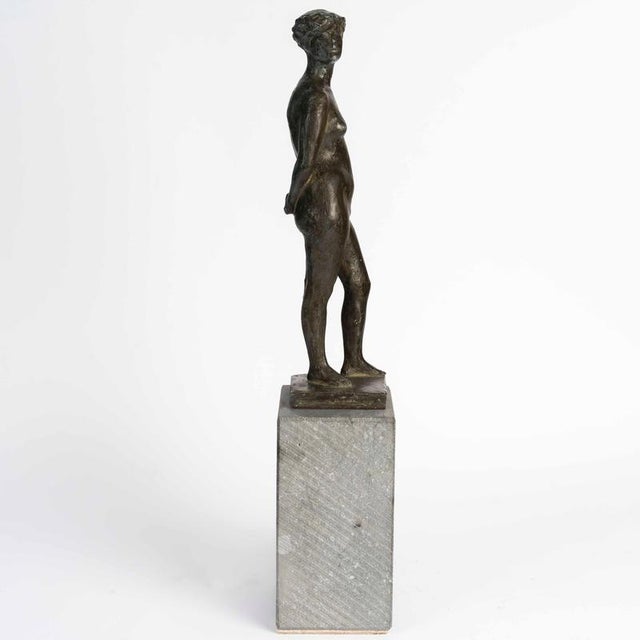 Art Deco Bronze Sculpture on Stone Base, 1930 For Sale - Image 6 of 9