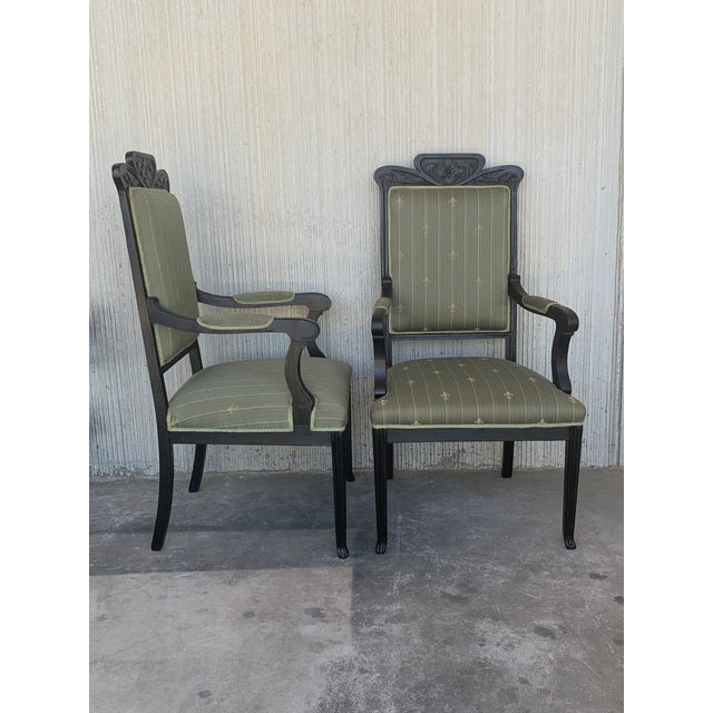 Textile 20th Black French Seating Set Sofa and Two Armchairs in the Louis Seize Style For Sale - Image 7 of 13