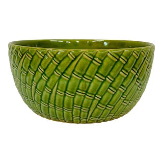 Green Glazed Majolica Bamboo Mould Planter For Sale
