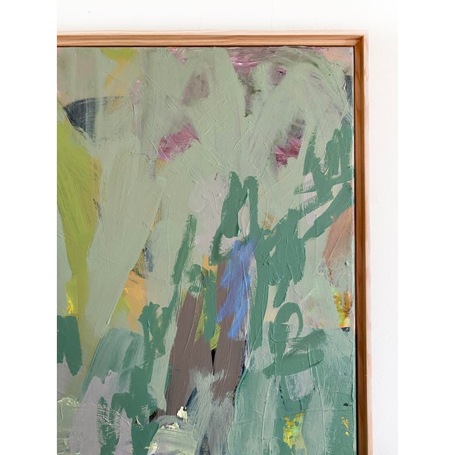 Textile "Moss Grass" Pair of Original Paintings by Jessalin Beutler For Sale - Image 7 of 9