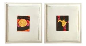 2000 Pair of Framed Abstract Oil on Paper, Signed