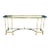 Vintage Italian Brass Hooved Feet Glass Top Mid Century Modern Traditional Console Table For Sale