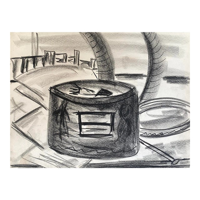 1950s Virginia Spencer Industrial Stil Life Drawing For Sale