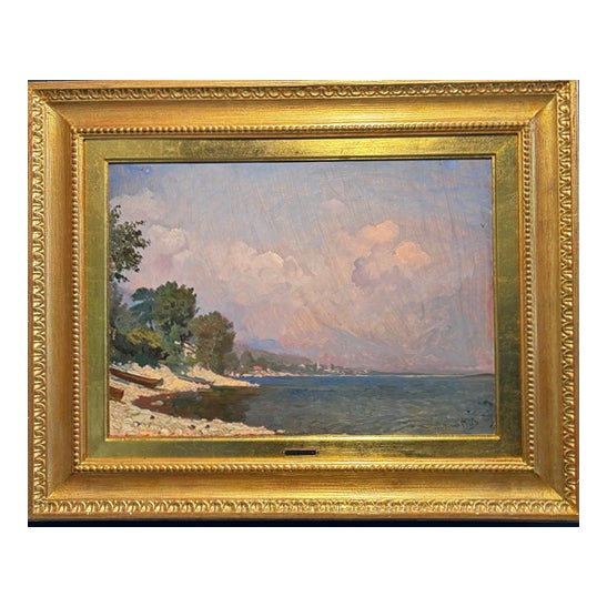 Giovanni Guarlotti, Lake Maggiore, Italy, Oil on Cardboard, Framed For Sale