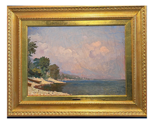 Giovanni Guarlotti, Lake Maggiore, Italy, Oil on Cardboard, Framed