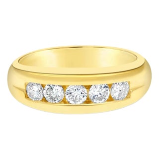 Mens Diamond Wedding Band .82cttw 14k Yellow Gold, Size 11 For Sale