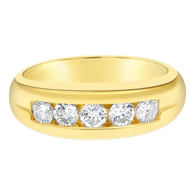 Mens Diamond Wedding Band .82cttw 14k Yellow Gold, Size 11 For Sale