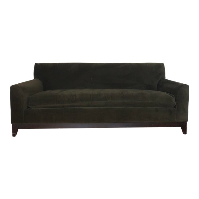 Restoration Hardware Velvet Green Sofa | Chairish