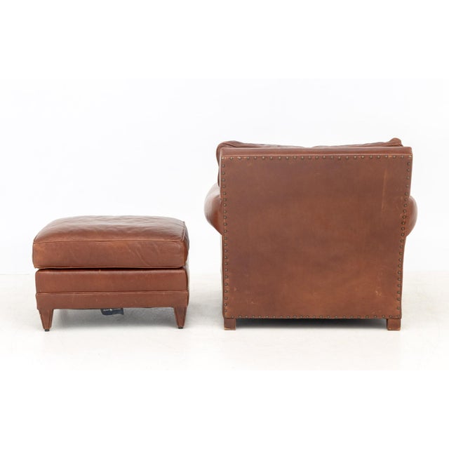 Ralph Lauren Ralph Lauren Leather Club Armchair & Ottoman For Sale - Image 4 of 12