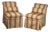 Pair of Upholstered Striped Slipper Chairs With Lumbar Pillows For Sale
