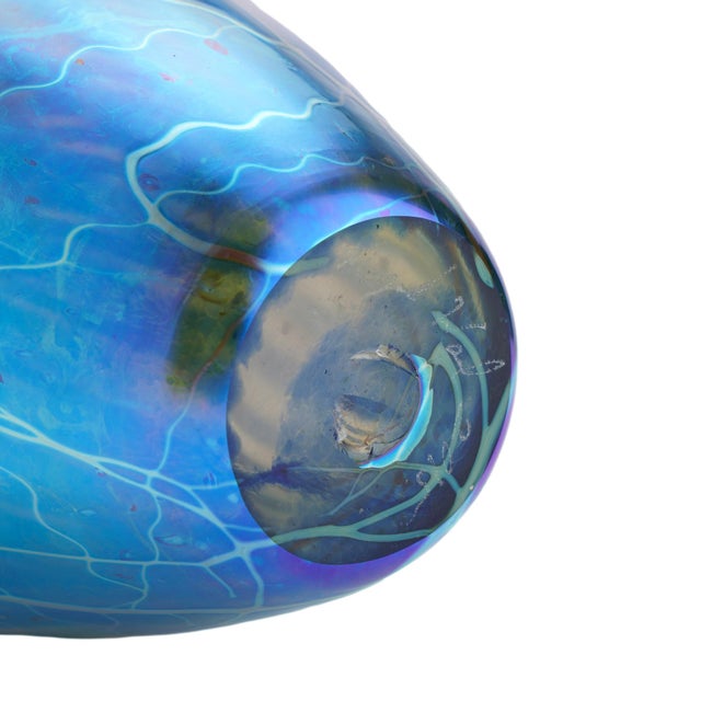 Blue Mayauel Ward Iridescent Blown Glass Vase, 2015 For Sale - Image 8 of 9