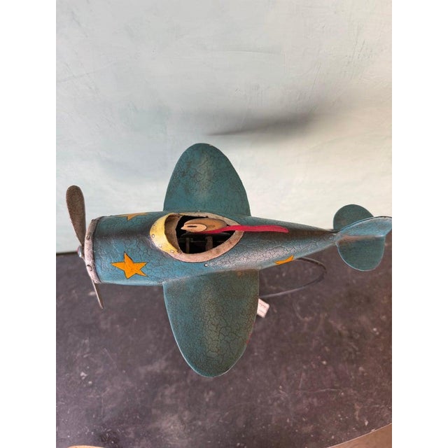 Folk Art Vintage Folk Art Airplane Pilot Balancing Kinetic Sculpture For Sale - Image 3 of 9