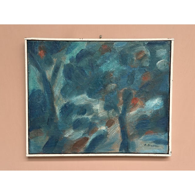 Bengt Delefors, Blue Composition, 1950s, Oil on Canvas, Framed For Sale - Image 10 of 18