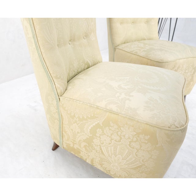 Mid-Century Modern Pair Italian Mid-Century Modern Extra Tall Back Thick Spring Seats Lounge Chairs For Sale - Image 3 of 14