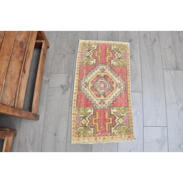 Vintage Turkish Handmade Small Carpet For Sale - Image 6 of 6