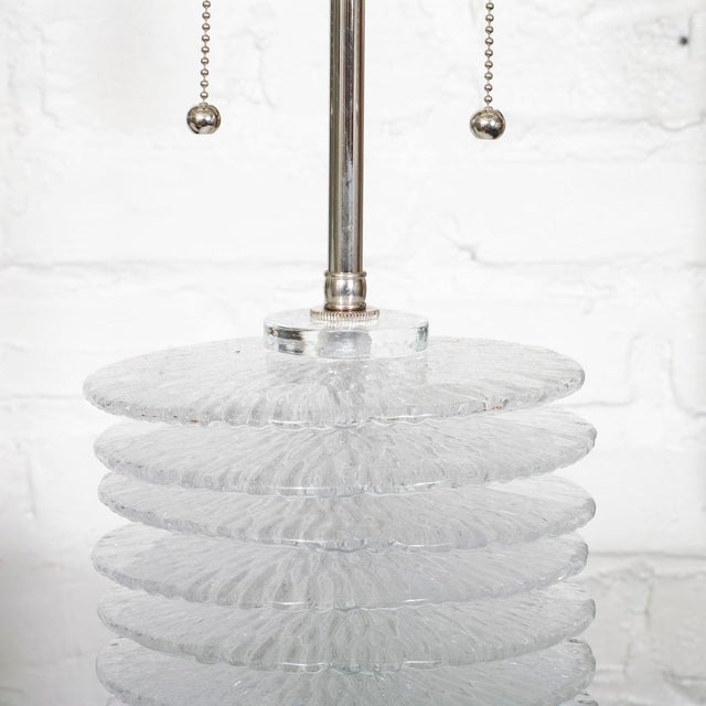 Pair of stacked Murano glass disk lamps For Sale - Image 4 of 8