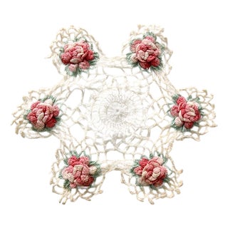 Vintage Crotchet Floral Doily For Sale