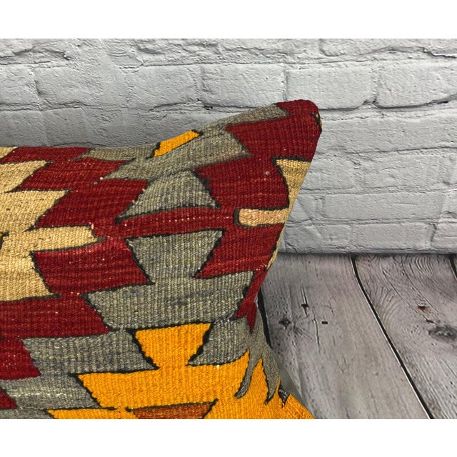Turkish 16 x 24 Kilim Pillow Turkish Cushion Orchard Oasis Pillow Cushion Cover For Sale - Image 3 of 4