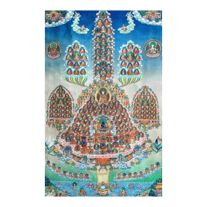 'The Refuge Tree' Thangka Silk Painting, Brocade Framed, Tibetan Textile Wall Hanging